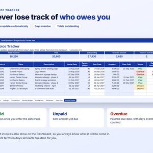 Small Business Budget Spreadsheet, Profit and Loss Tracker, Excel Google Sheets, Income Expense Tracker, Budget vs Actual, Cash Flow Sheet image 12