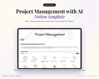 Project Management Notion Template with AI, Gantt Chart, Budget Tracker (Digital Download)