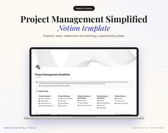 Project Management Notion Template, Task Tracker, Milestones, Risk Register (Digital Download)