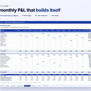 Small Business Budget Spreadsheet, Profit and Loss Tracker, Excel Google Sheets, Income Expense Tracker, Budget vs Actual, Cash Flow Sheet image 4