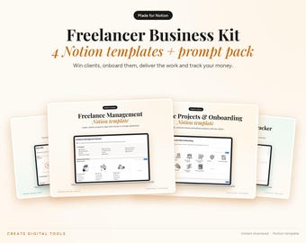 Freelancer Notion Bundle: Client CRM, Project Tracker, Finance System, ChatGPT Prompts (Digital Download)