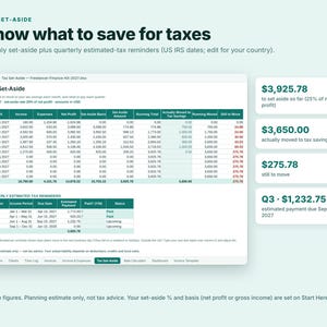 Freelancer Spreadsheet, Invoice Tracker, Time Tracker, Freelance Income Tax Planner, Excel Google Sheets, Rate Calculator, Small Business image 10