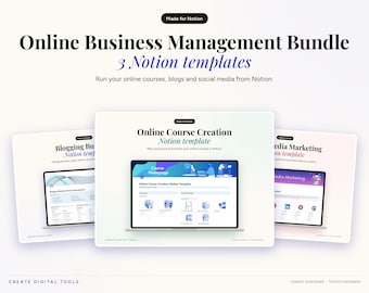 Online Business Notion Template Bundle, Blog, Course, Social Media (Digital Download)
