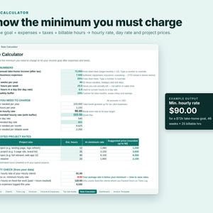 Freelancer Spreadsheet, Invoice Tracker, Time Tracker, Freelance Income Tax Planner, Excel Google Sheets, Rate Calculator, Small Business image 4