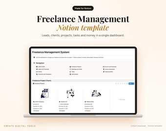 Freelance Business Notion Template, CRM, Project & Income Tracker (Digital Download)