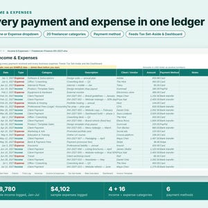 Freelancer Spreadsheet, Invoice Tracker, Time Tracker, Freelance Income Tax Planner, Excel Google Sheets, Rate Calculator, Small Business image 9