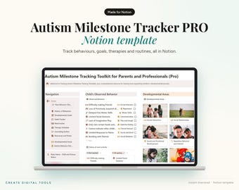 Autism Milestone Tracker Notion Template, Parent & Therapist Planner (Digital Download)