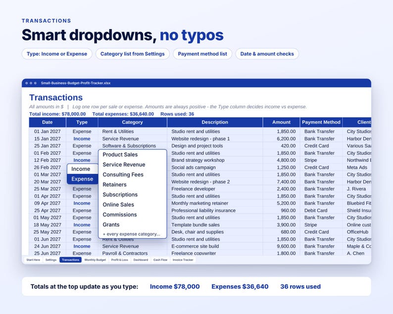 Small Business Budget Spreadsheet, Profit and Loss Tracker, Excel Google Sheets, Income Expense Tracker, Budget vs Actual, Cash Flow Sheet image 10
