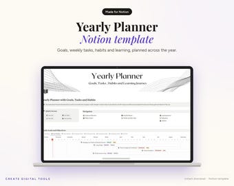 2027 Yearly Notion Planner Template, Goals, Tasks, Habits (Digital Download)