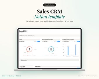 Sales CRM Notion Template, Lead Tracker, Pipeline, Client Database (Digital Download)
