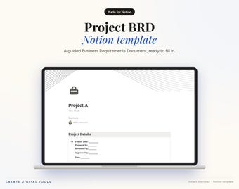 Business Requirements Document Notion Template, Project Scope & Functional Planner (Digital Download)