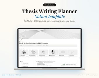 Thesis Writing Planner Notion Template for Masters & PhD Students (Digital Download)