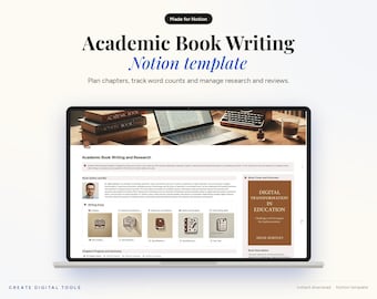 Academic Book Writing Notion Template, Chapter Tracker, Research Organiser (Digital Download)
