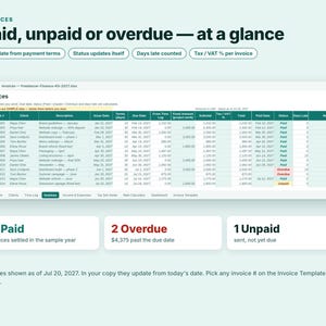 Freelancer Spreadsheet, Invoice Tracker, Time Tracker, Freelance Income Tax Planner, Excel Google Sheets, Rate Calculator, Small Business image 8