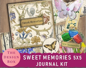 Doux souvenirs, kit de journal 5 x 5, journal souvenir, journal du souvenir, journal cadeau, journal de couture, journal indésirable à imprimer, kit de journal thé