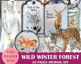 26 Wild Winter Forest Journal Kit, Printable Journal, Winter Woodland Journal, Winter Journal, Winter Tales Journal, Printable Journal Kit