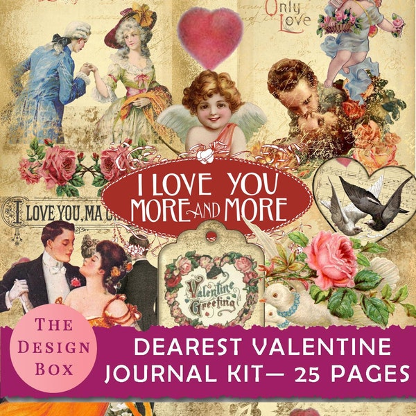 Dearest Valentine Journal Kit, Printable Journal, Junk Journal Printable, Valentine Journal kit, Valentine junk journal, Love Journal, Love