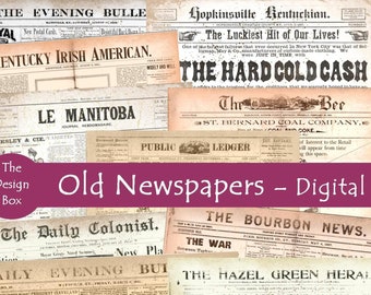 Old Newspaper, Digital Pages, Vintage Newspaper,  Scrapbook pages, Junk Journal, Retro Newspaper, Printable Newsprint, Worn Newspaper pages