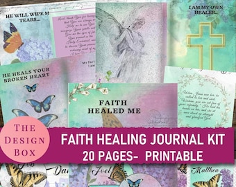 Faith Healing Journal Kit, 20 druckbare Seiten, Christian Journal, Bibel Journaling, Gebet Journal, Junk Journal druckbar, Glauben Journal