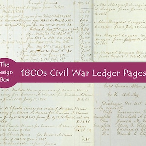 Livro-razão da Guerra Civil de 1800, papel para impressão, efêmeras de guerra, papel de contas, documentos antigos, livro-razão antigo, página de álbum de recortes, página de diário de lixo