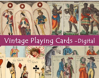 1400-1700 Playing Cards, Digital Ephemera, Games Ephemera, Old Playing cards, Tags, Vintage Cards, Embellishment, Scrapbook, Junk journal