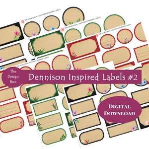 Dennison Inspired Digital Labels, #2, Blank Labels, Dennison Style, Vintage Style blank labels, Plain labels, Printable dennison labels,