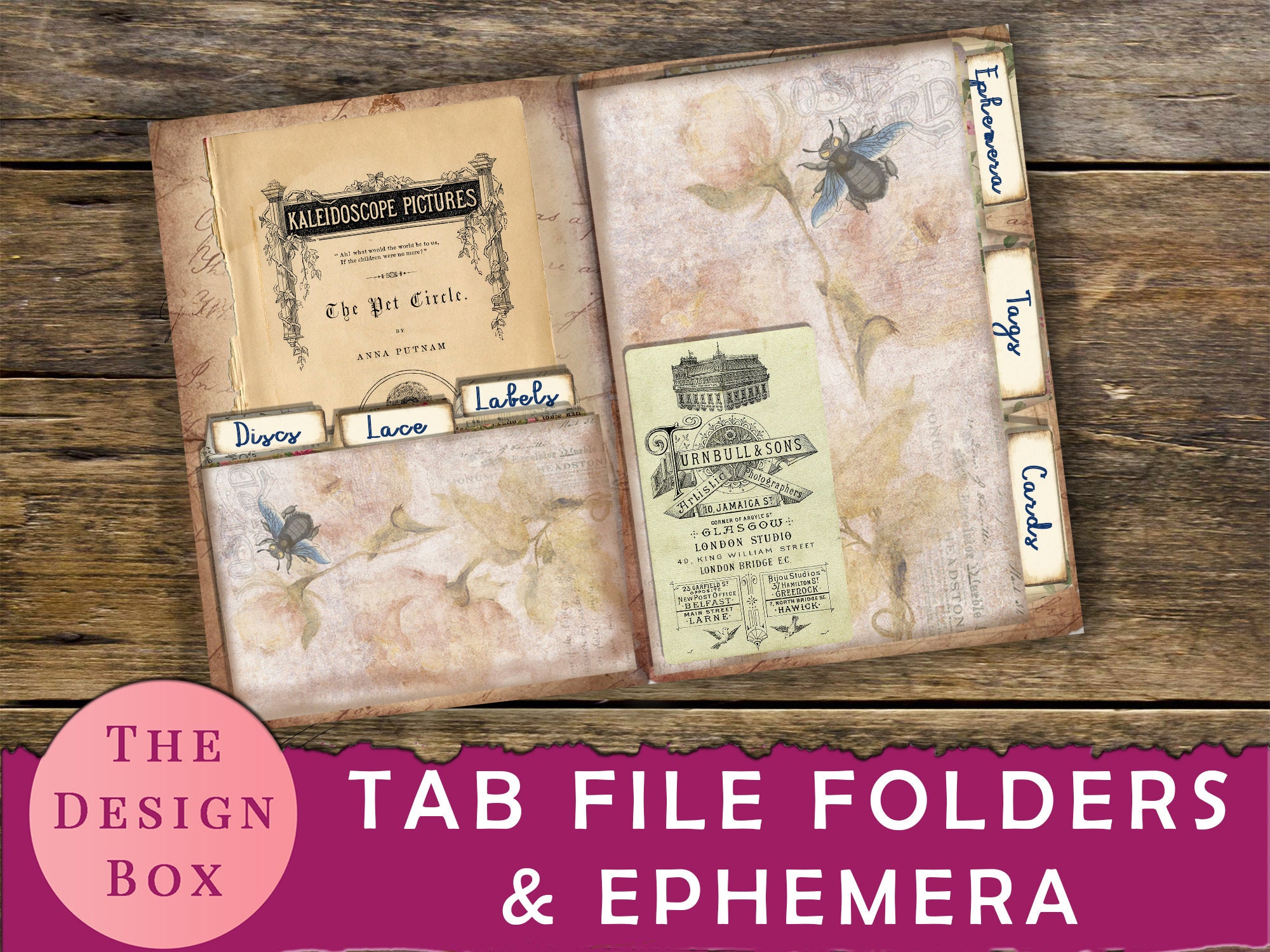 Tab File Folder Junk Journal Printable Vintage Pocket Etsy