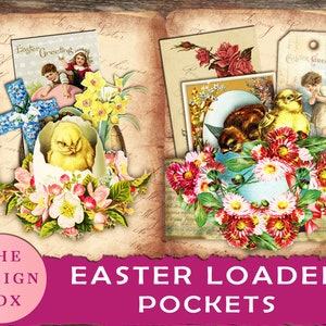 Easter, Loaded Pockets, Printable, Ephemera, Easter Egg, Easter Chick, Vintage Easter, Junk Journal, Printable Pockets, Digital Pockets, Tag