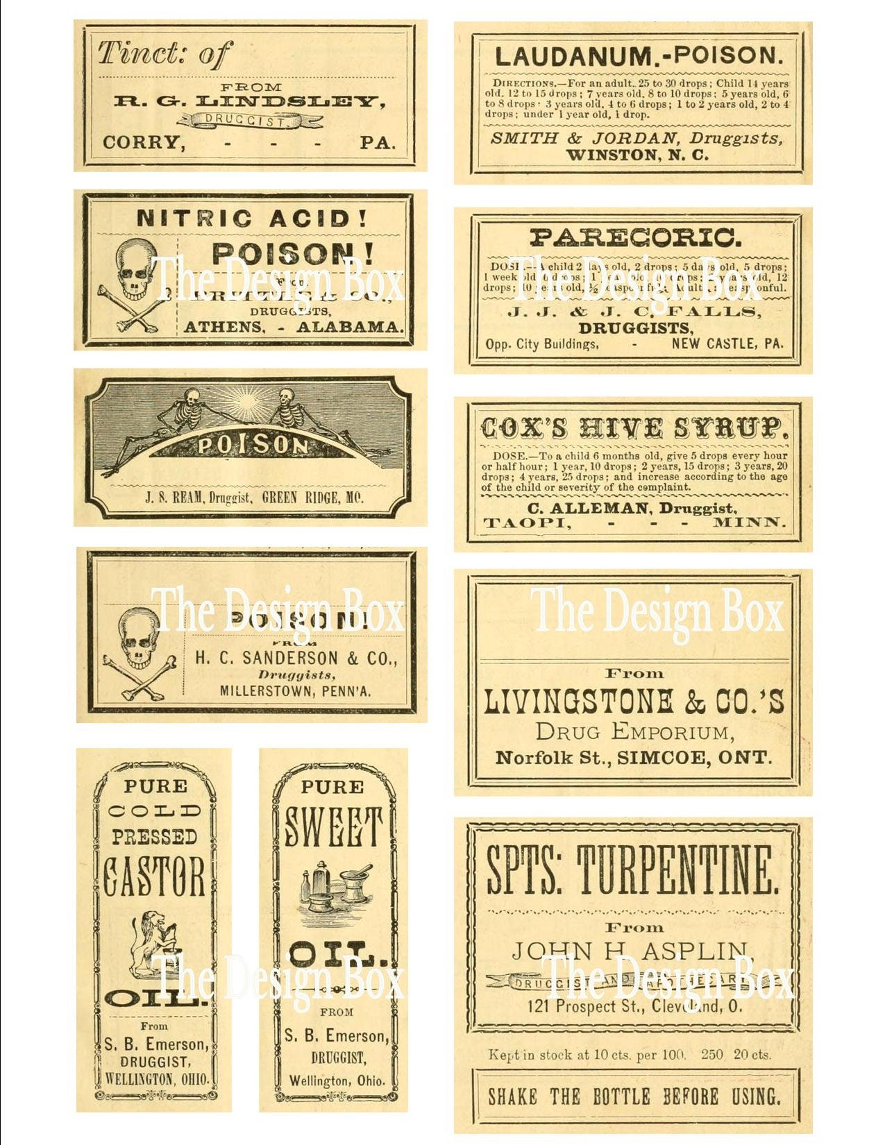 Set1 Vintage Pharmacy Printable Pharmacy Labels Medicine Etsy UK
