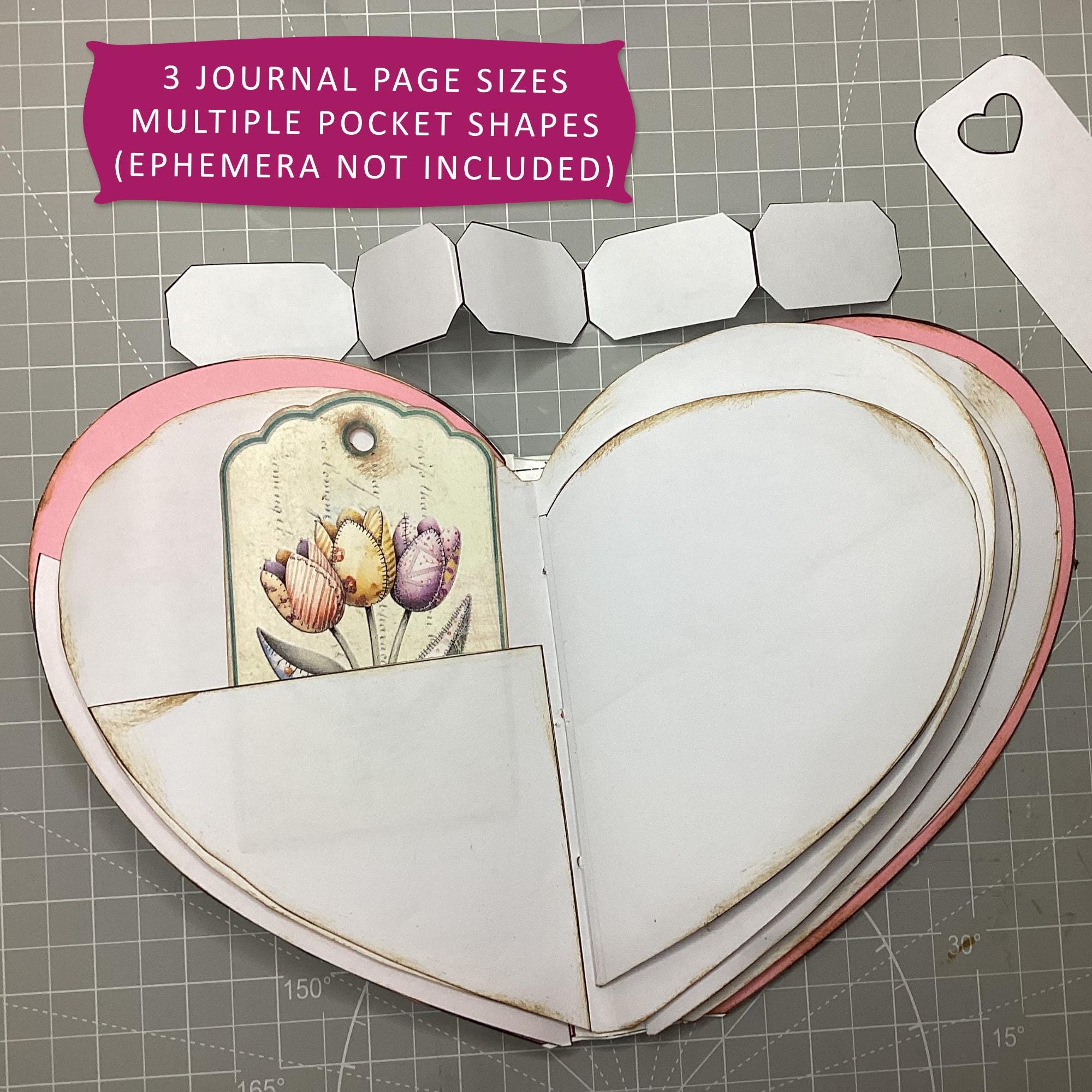 Shape Journal Heart Shape Journal Template, Ink Saver, Junk Journal, Black and White ...