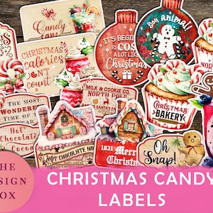 Christmas Labels, Printable Labels, Phrases, Digital Label, Christmas Text, Junk Journal, Xmas, Santa, Christmas Ephemera, Vintage Christmas