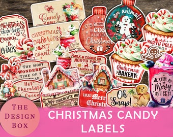Christmas Labels, Printable Labels, Phrases, Digital Label, Christmas Text, Junk Journal, Xmas, Santa, Christmas Ephemera, Vintage Christmas