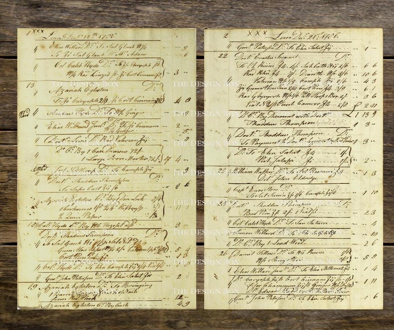 May include: A vintage ledger page with handwritten entries in brown ink. The page is divided into two columns, each with a list of names and numbers. The text includes "XXXL Love 22/5/1761" and "Azariah Ogluten".