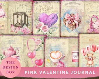 Pink Valentine, Junk Journal, Printable Journal, Valentine Day, Digital, Junk Journal Printable, Valentine Journal, Valentine, Love Journal
