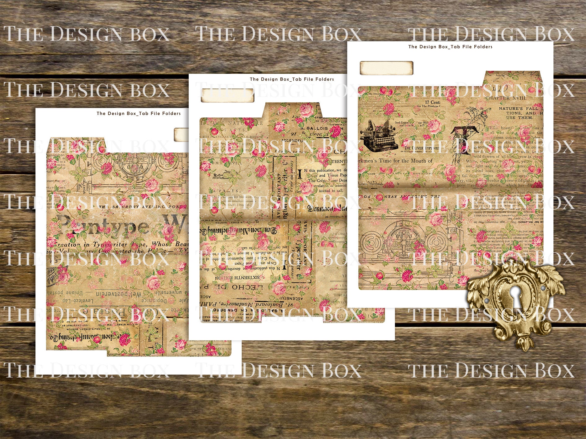 Tab File Folder, Junk Journal, Printable, Vintage, Pocket Folder, Folio ...