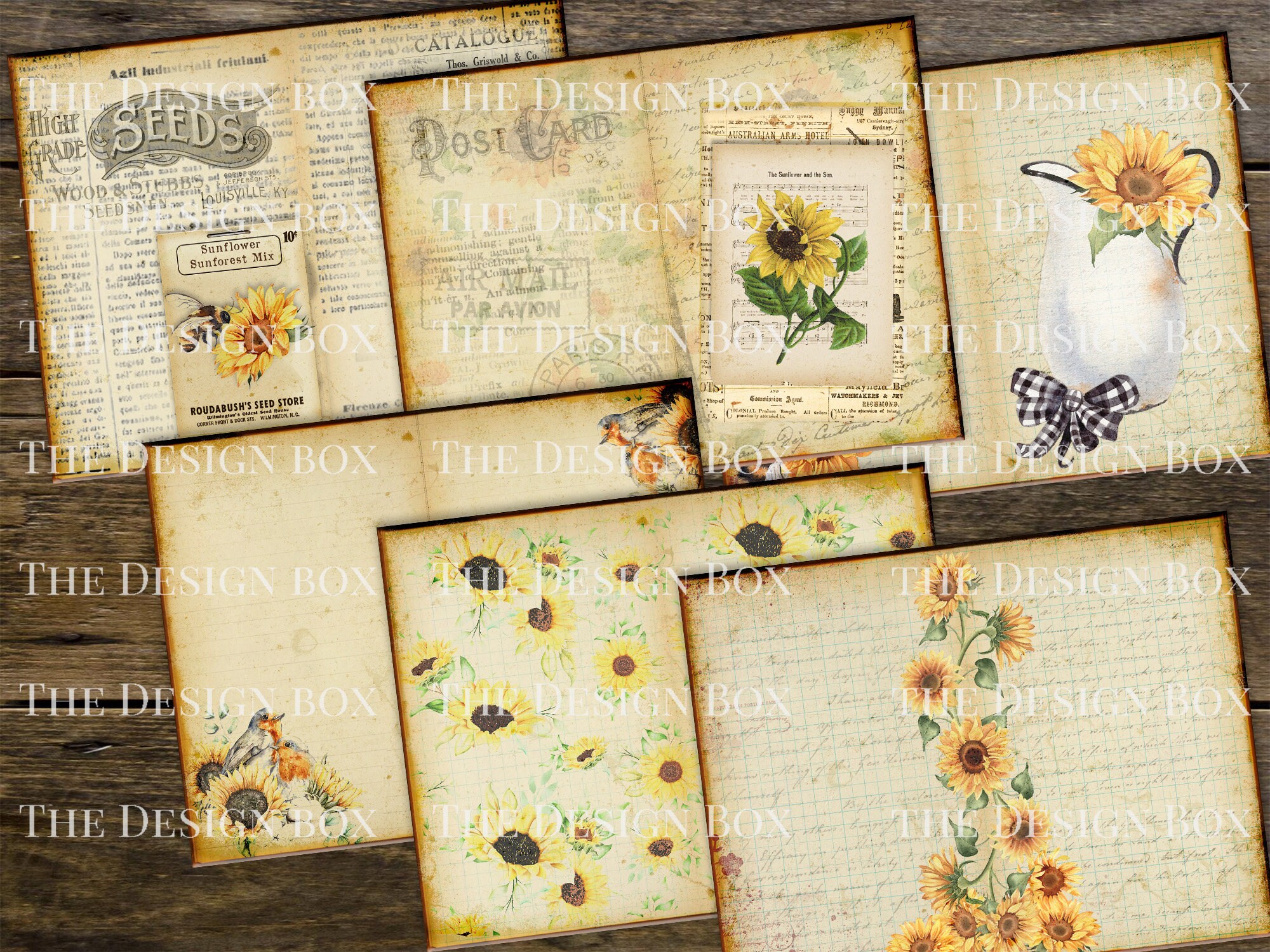 Sunflower Seed Packet, Printable Journal Kit, 4.5x7, Junk Journal