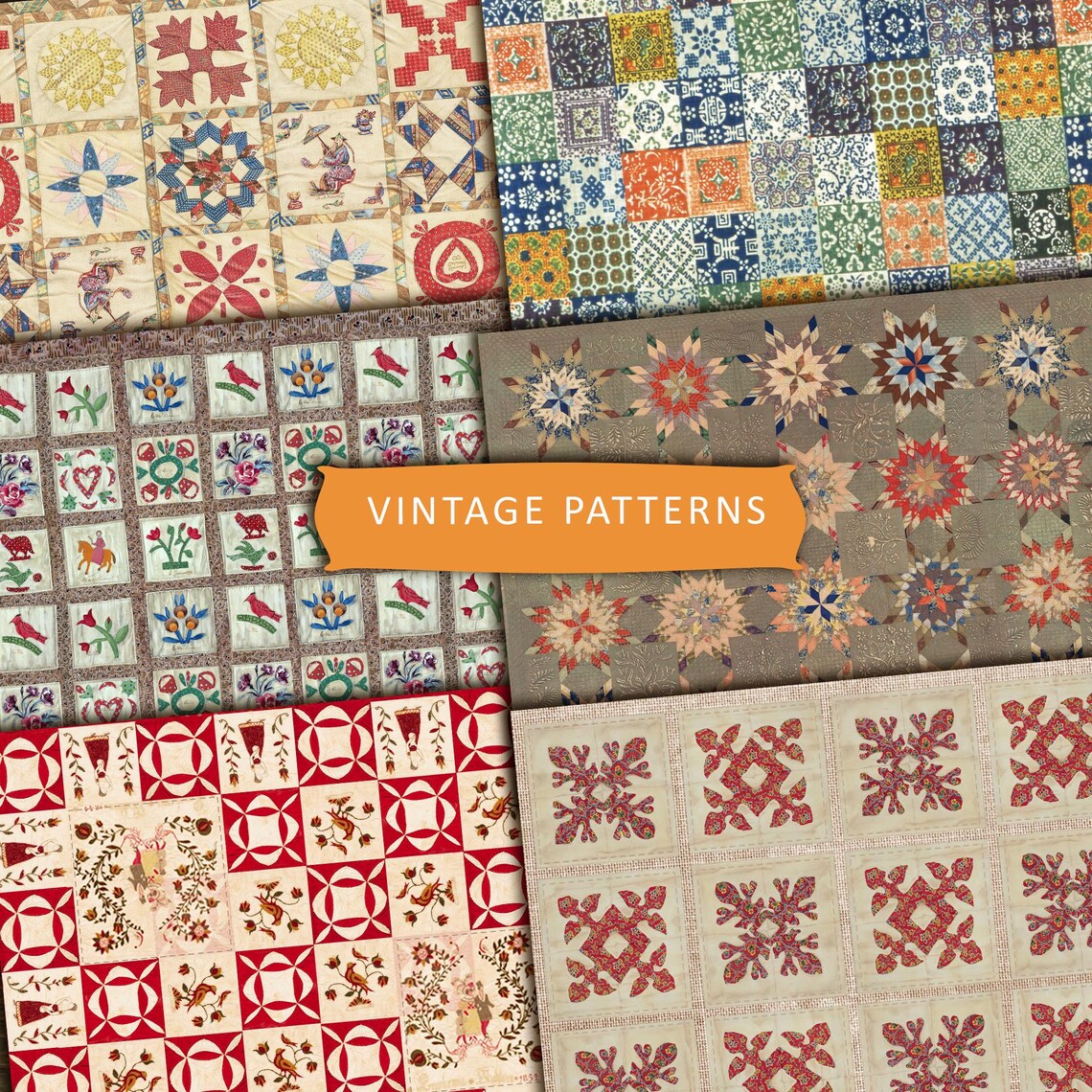 Patchwork Quilt Patterns, Printable Papers, Junk Journal, Quilt ...