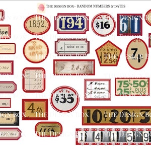 Random Numbers & Dates Digital Number Labels Number | Etsy