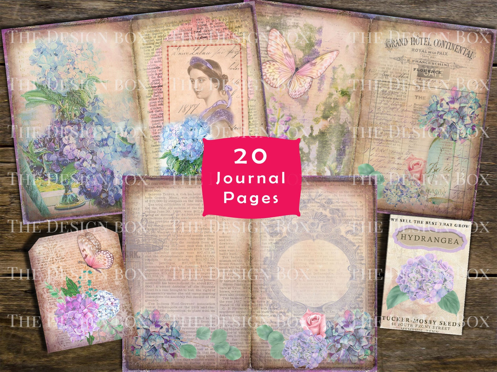 Purple Hydragea Journal Kit, Printable Journal, Purple Junk Journal, Lilac Journal, Junk Journal