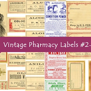 Set #2 Vintage Apotheke, druckbare Etiketten, Medizin Etiketten, Apotheker, digitale Collage, Drogen, Gifte, Ephemera, Scrapbook, Junk-Zeitschrift,