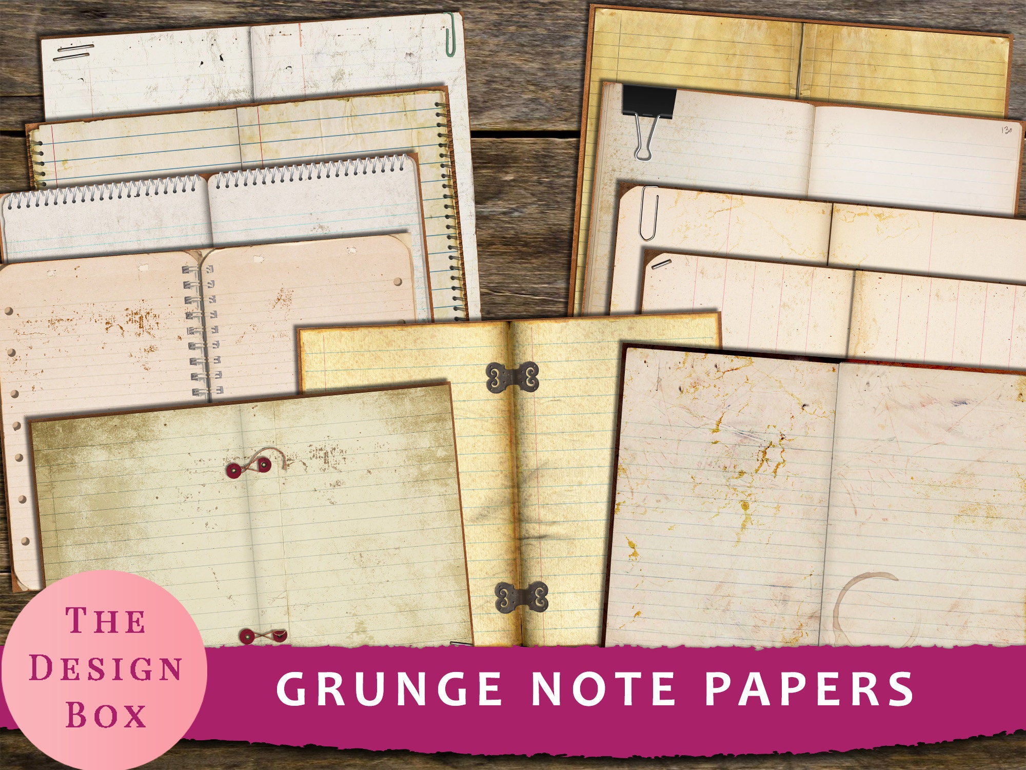 Grunge Note Paper, Digital, Paper, Junk Journal, Pages, 8.5x11 inch, Book, Steampunk, Neutral, Printable Paper, Notebook, Lined paper, Old