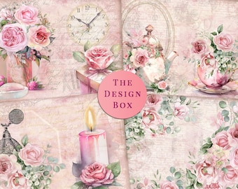 Rosa Rosen, Rosen Hintergrund, Junk Journal, Printable, Digital Rose, Vintage Rose, Rose Printable, Floral Papers, Pink Ephemera, Pink Paper