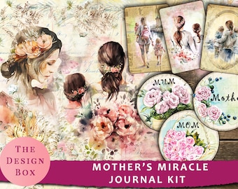 Miracle de la mère, imprimable, Kit de journal indésirable, fête des mères, numérique, mère et bébé, maman, journal indésirable, mère et enfant, mère Printabl