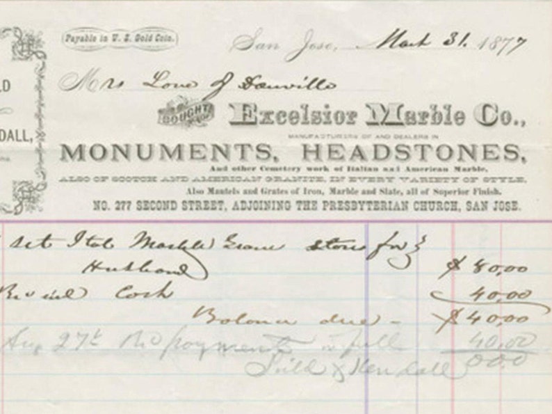 vintage 1800s invoices printable receipts old handwritten etsy