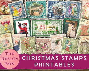 Christmas Stamps, Printables, Christmas Ephemera, Vintage Christmas,  Junk Journal Stamps, Vintage Stamps, Junk Journal scraps, Santa Stamps