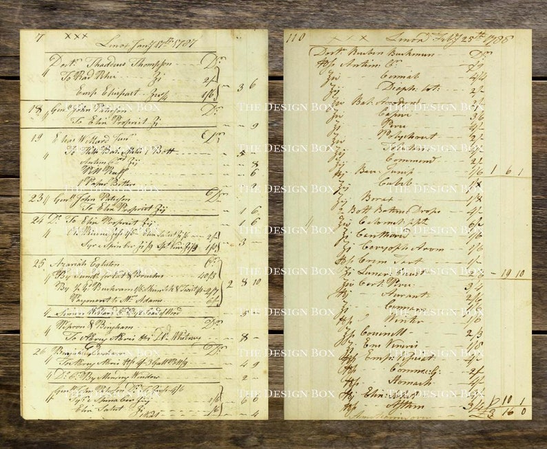 May include: A vintage ledger page with handwritten entries in black ink. The page is divided into two columns, each with a list of names and numbers. The left column is titled "Limor Jan 8 1787" and the right column is titled "Limor Feb 25 1798".
