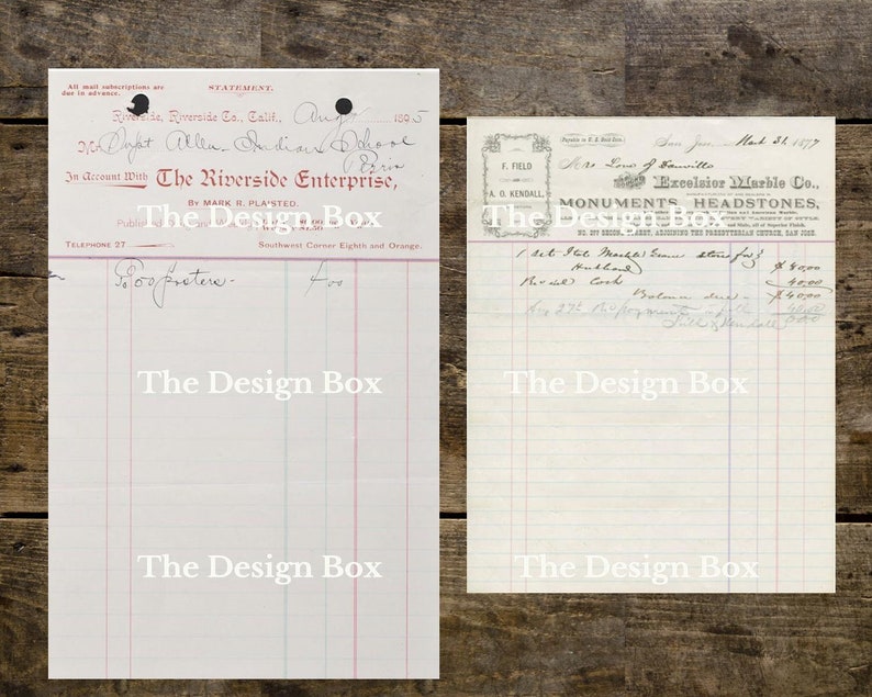 vintage 1800s invoices printable receipts old handwritten etsy