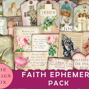 Faith Ephemera Pack, Printable, Prayer Journal, Junk Journal, Christian, Bible, Easter Ephemera, Easter Fussy Cut, Ephemera Pack, Faith Tags