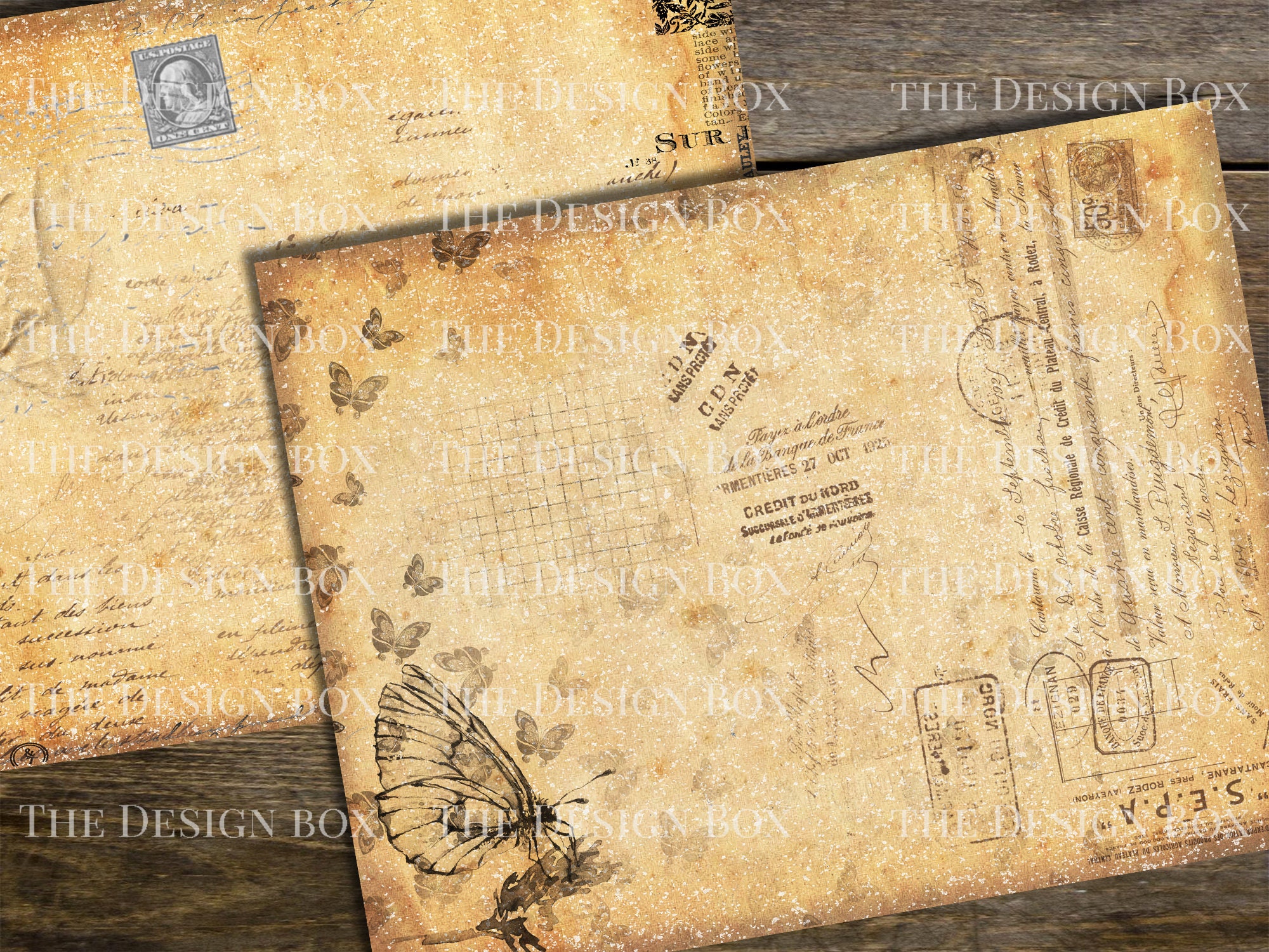 Script & Stamps, Background Papers, Printable, Junk Journal, Collage ...