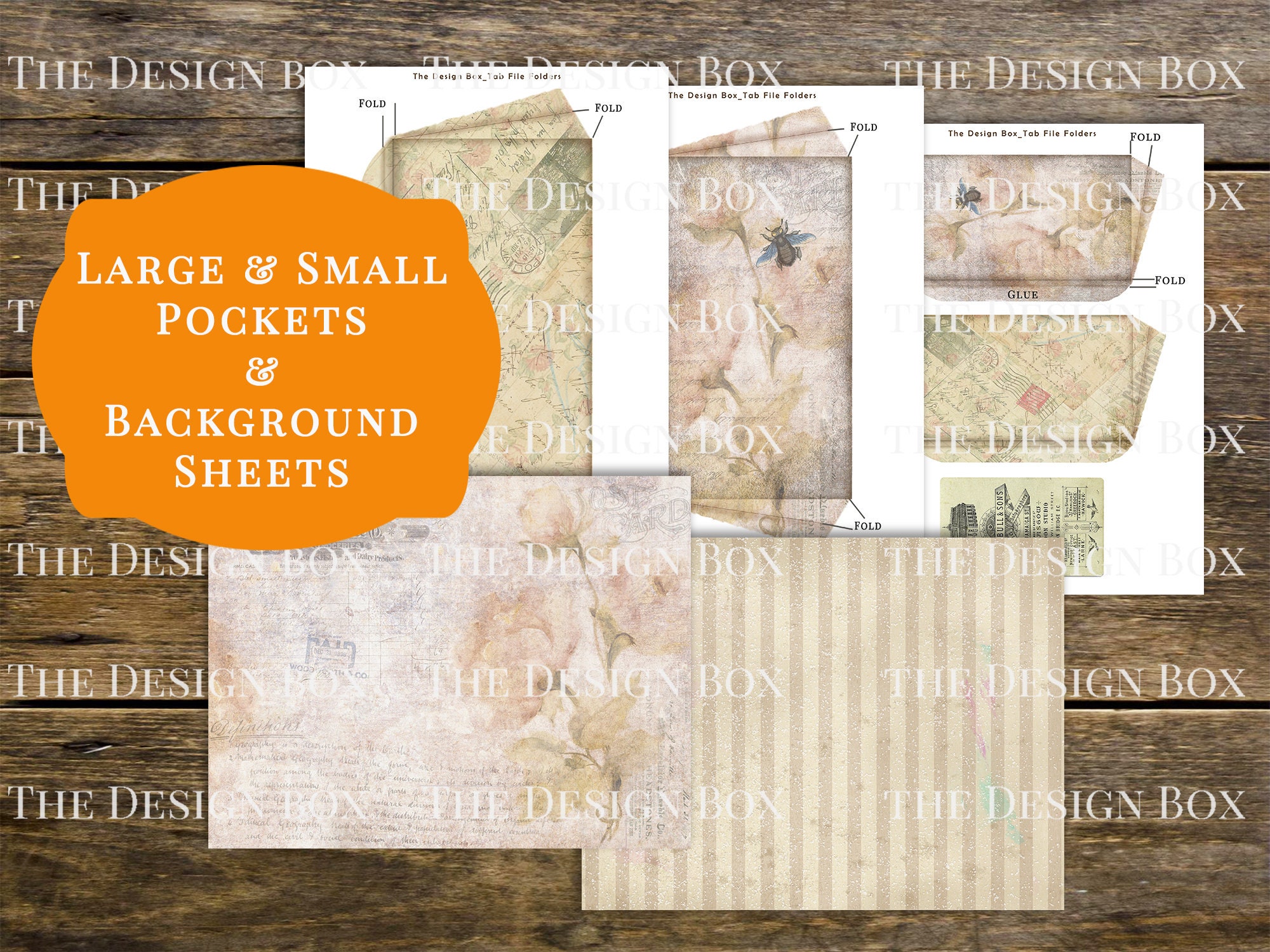 Tab File Folder, Junk Journal, Printable, Vintage, Pocket Folder, Folio ...